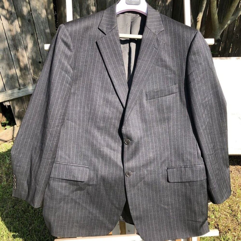 46R Brooks Brothers Wool 1818 Madison gray pinstripe suit blazer jacket